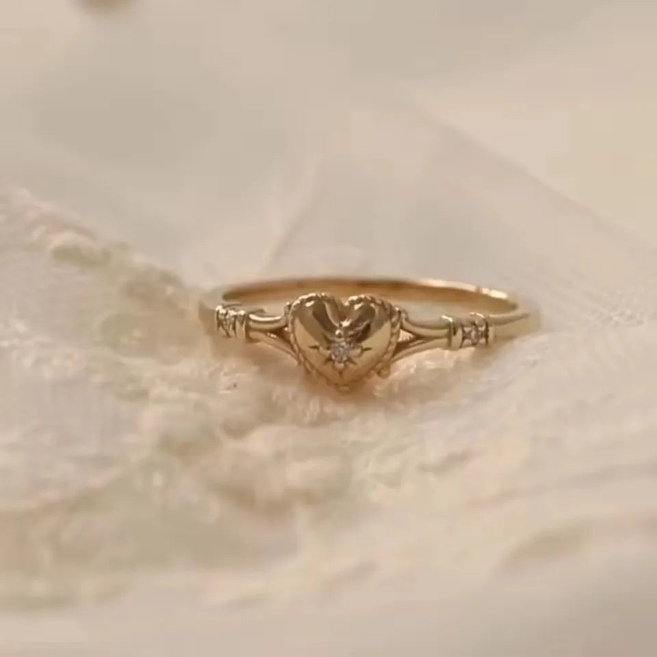 Hot Selling Gold Plated Stainless Steel Rings For Women Heart Ring Jewelry Accessories Wholesale Size 5-11