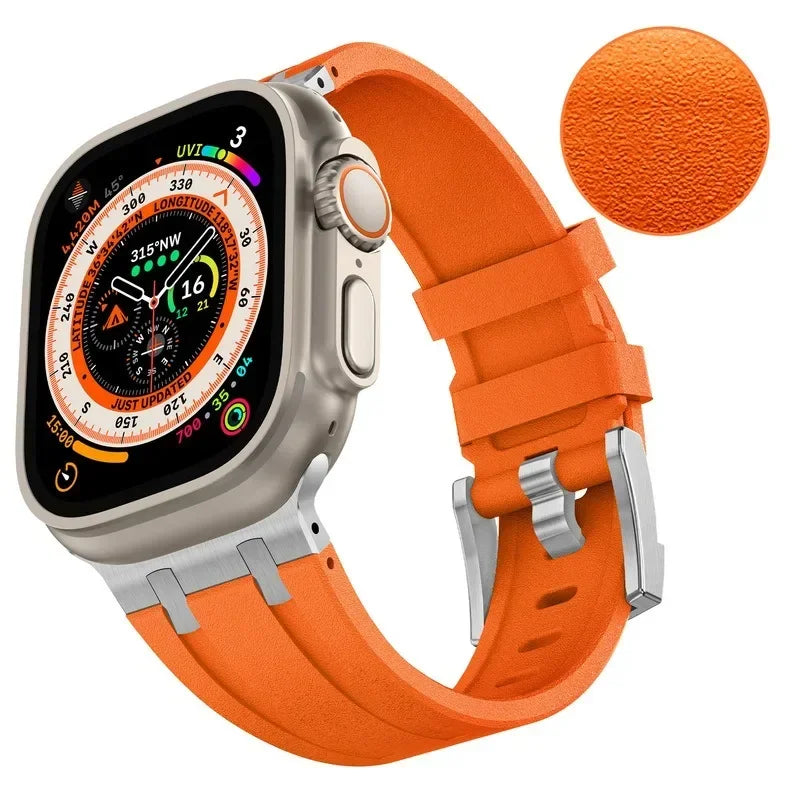 AP Liquid Silicone Strap For Apple Watch Ultra 3/2 49mm 11-10 46mm Stone pattern Bracelet Band iWatch 9 8 7 6 SE3 45mm 44mm Belt