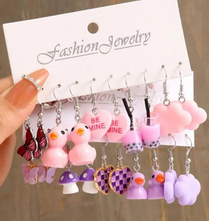 18 Pcs New Fashion Colorful Earrings Set For Women Boho Butterfly Gold Silver Color Pearl Circle Dangle Earrings Jewelry Gifts