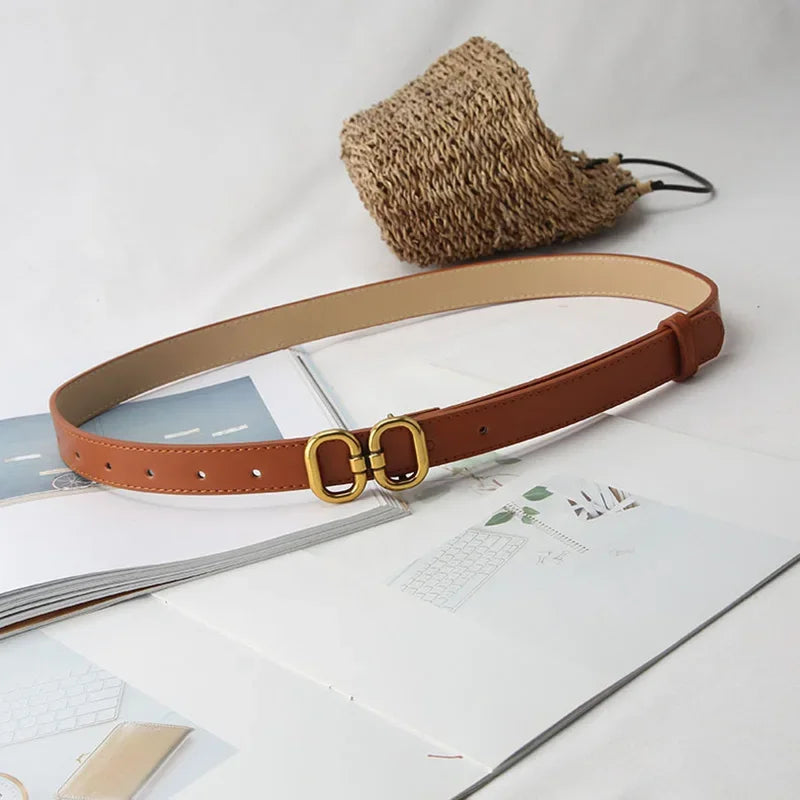 Belt for Women Famous Brand Luxury Designer Thin Waist Straps Fashion Women PU Leather Jeans Dress Trouser Denim Belt Waistband