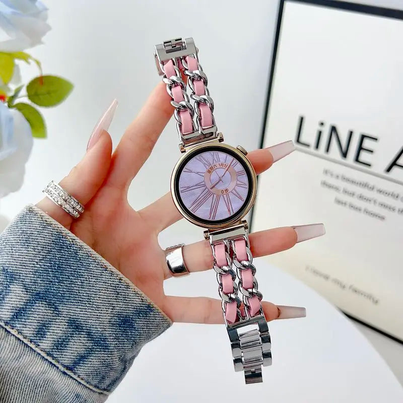 18mm Metal Strap for Huawei Watch GT5 41mm Gt 4 41mm Bands Stylish Leather Bracelet for Huawei Gt 5pro 42mm Women Metal Correa