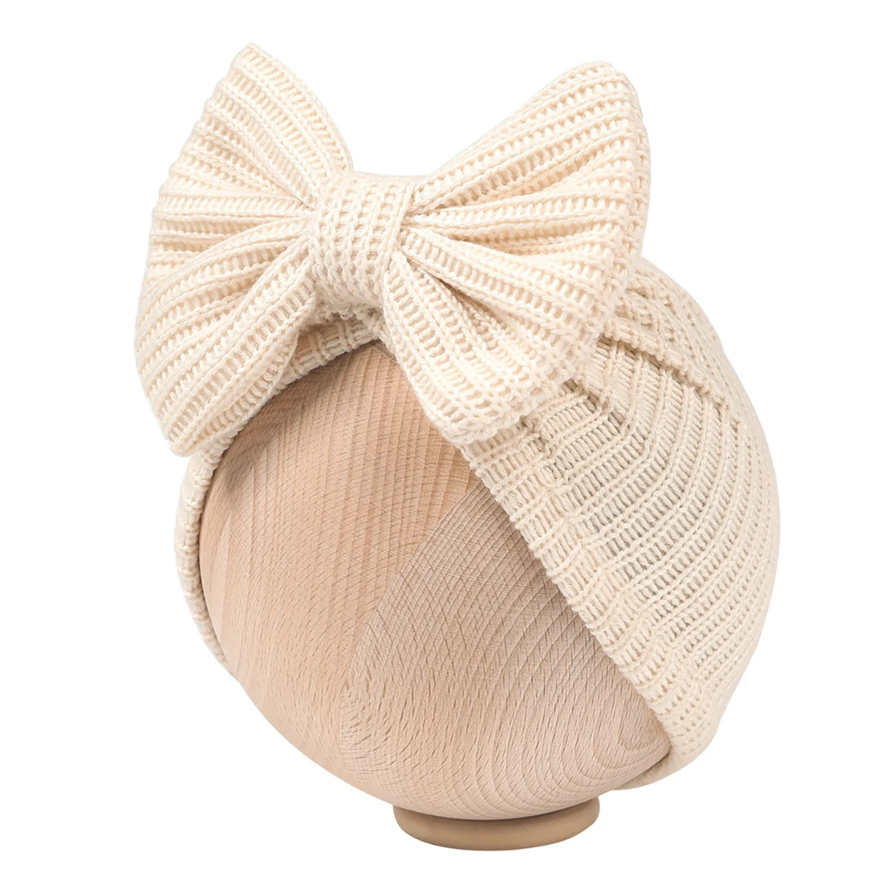 Autumn Winter Knitted Turban Cap For Baby Bow Indian Hat Solid Color Elastic Bandana Headband 0-6Month Newborn Beanie Headscarf