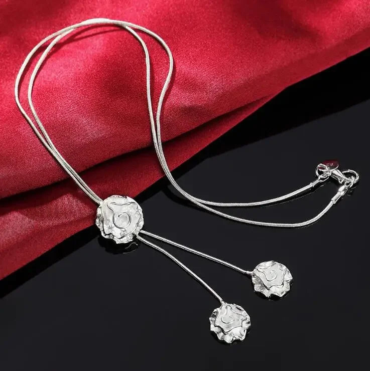 silver Plated gorgeous charm fashion charm heart wedding lady love necklace noble luxury 18 inches Silver jewelry , N270