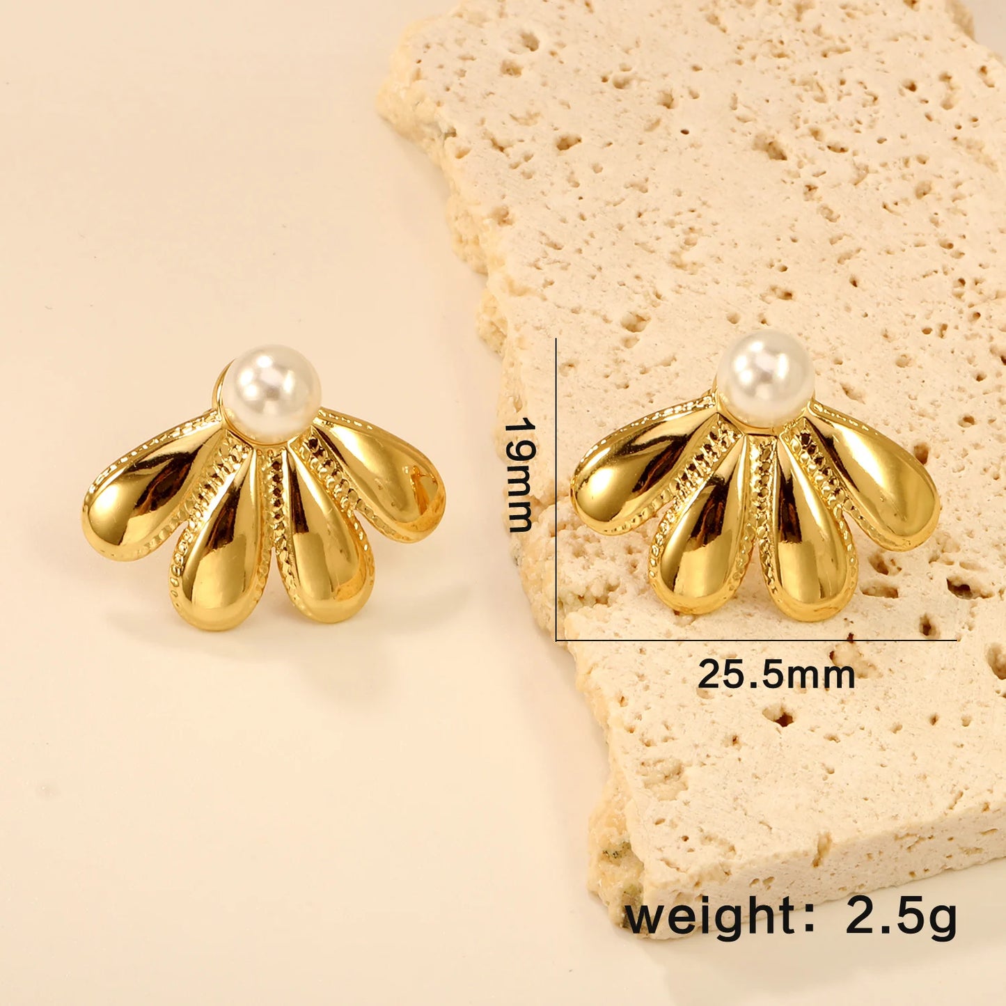 LUXUKISSKIDS 2PC Women's Fashion Trendy Stainless Steel Flower Earrings Necklace Set Gold-Plated Jewellry Party Dressing Gifts