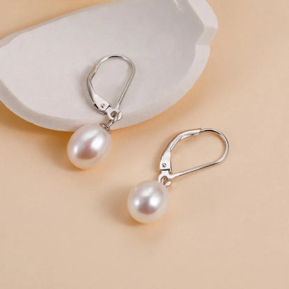 Trumium Handpicked AAA+ Quality Freshwater Natural Pearl Earrings Women 925 Sterling Silver Waterdrop Dangle Stud Pearl Earring
