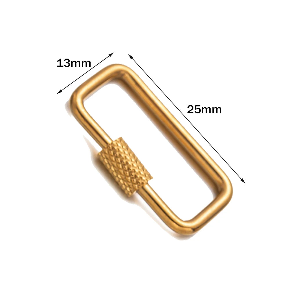 5pcs Gold Stainless Steel Heart Screw Carabiner Lock Connector Fastener Clip For DIY Necklaces Keychain Jewelry Making Supplies