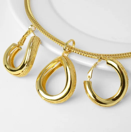 Sunnice Trendy Copper Earrings Pendant Set 18K Gold Plated for Women Gift Anniversary Party