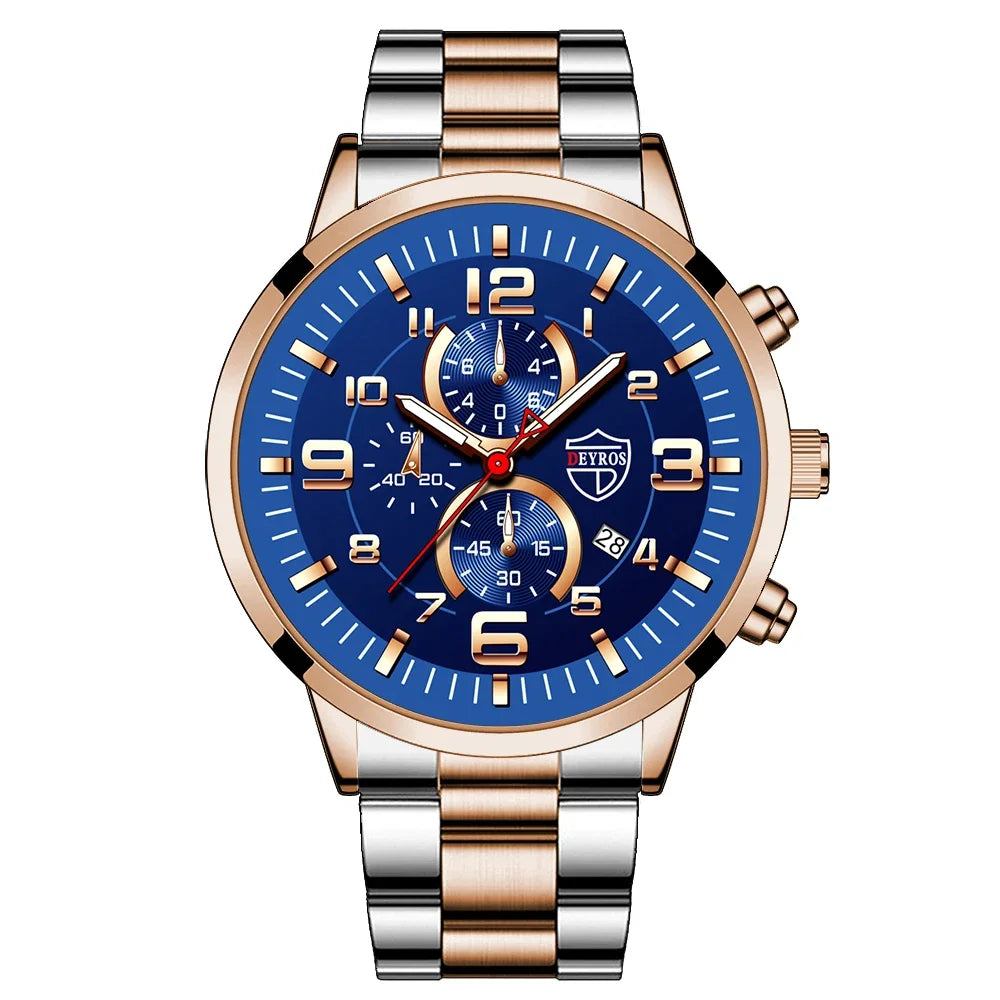 Men's Watches Luxury Stainless Steel Quartz Watch Man Leather Calendar Sports Wristwatch Luminous Clock reloj hombre