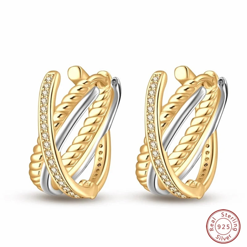 New in 925 Silver Color Gold Pearl Bee Irregularity Star Moon Earrings For Women 2025 Trending Fashion Jewelry Birthday Gifts