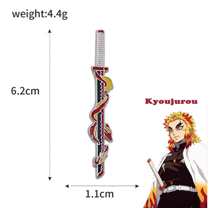Anime Demon Slayer Brooch Enamel Kimetsu no Yaiba Sword Pins Weapon Badge Fans Cosplay Souvenir Props Backpack Jewelry Gift