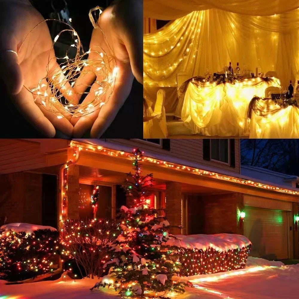Led Copper Wire Fairy Lights USB Powered LED String Lights Holiday Outdoor Lamp Garland Luces for Christmas Party Wedding Decor