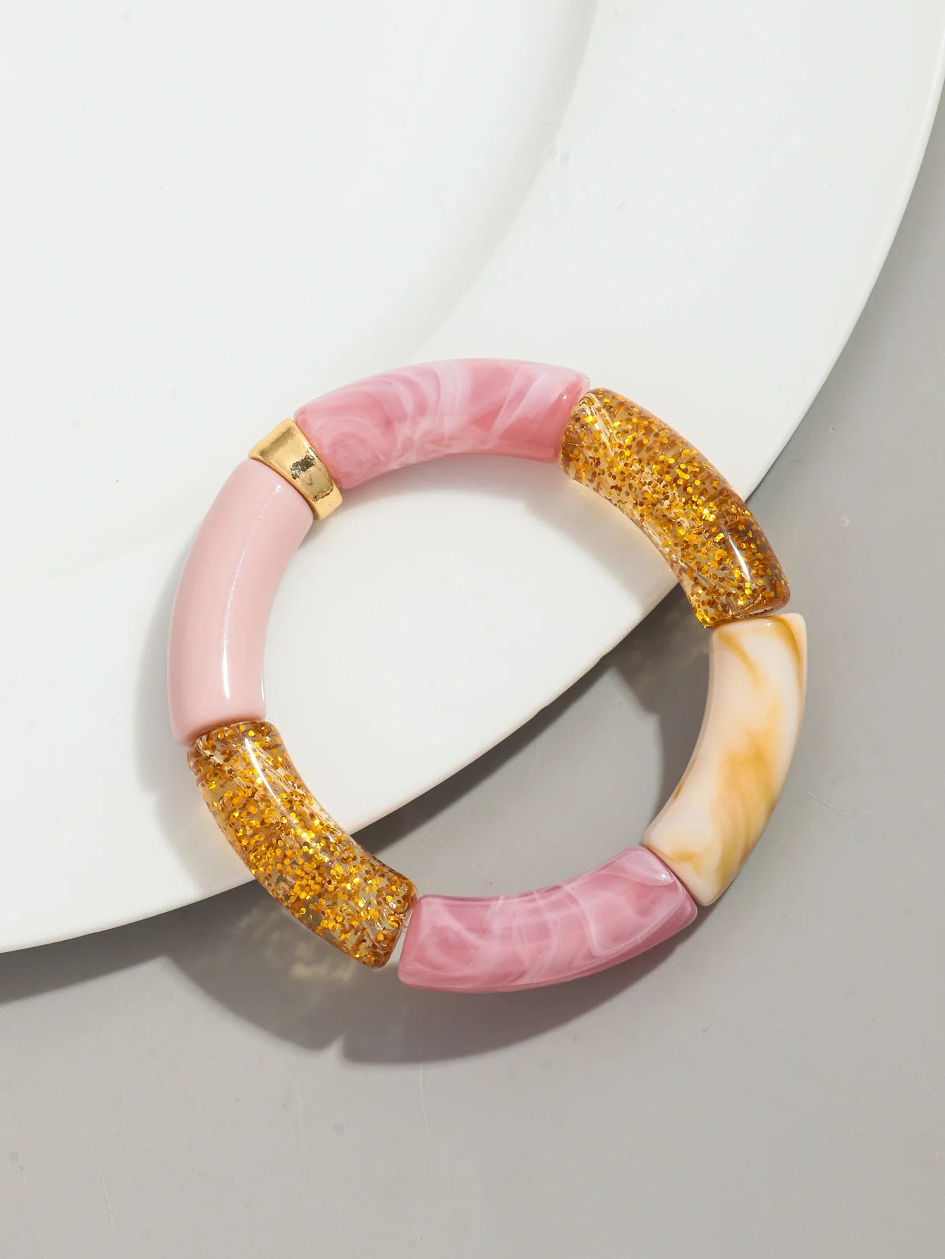 Bohomia Acrylic Design Style Chunky Bamboo Stackable Bracelet for Women Boho Elastic Colorful Tube Beads Braceletes 2024 Jewelry