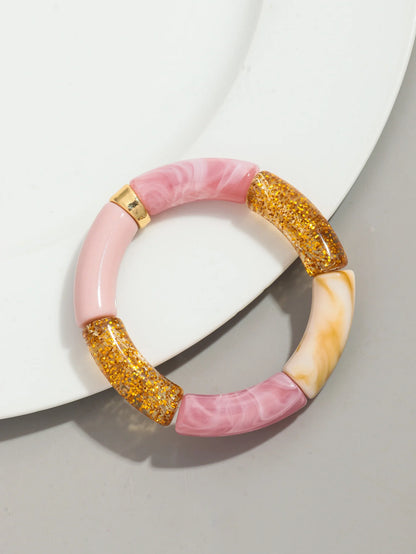 Bohomia Acrylic Design Style Chunky Bamboo Stackable Bracelet for Women Boho Elastic Colorful Tube Beads Braceletes 2024 Jewelry