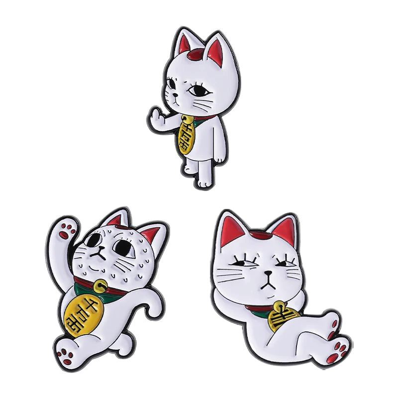 Turbo Granny Cat Spying Enamel Pins Cartoon Anime Characters Cat Running Middle Finger Brooches Lapel Badge Funny Jewelry Gifts