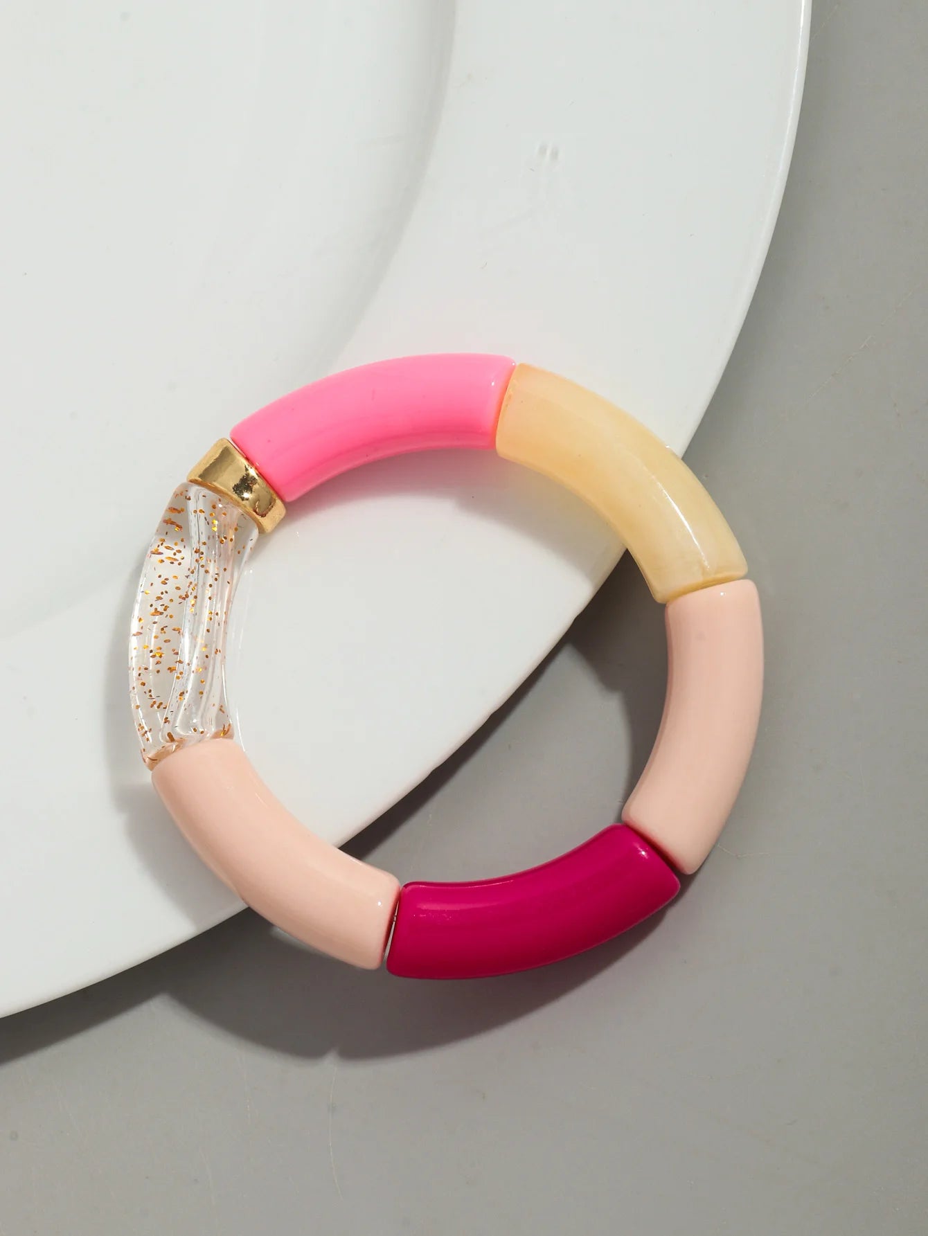 Bohomia Acrylic Design Style Chunky Bamboo Stackable Bracelet for Women Boho Elastic Colorful Tube Beads Braceletes 2024 Jewelry