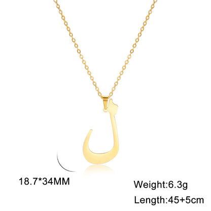 Cazador Gold Color 28 Arabic Letter Necklace for Women Stainless Steel Arab Alphabet Pendant Choker Necklaces Jewelry 2024 Trend