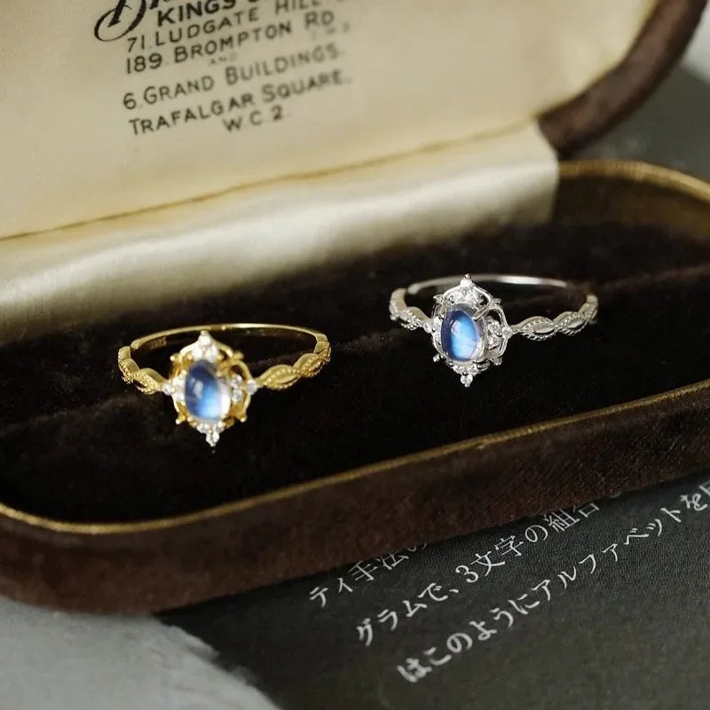 Moonlight Circle Ring for Women Light Luxury Small and High End Adjustable Finger Ring Personalized Retro Style Open Ring