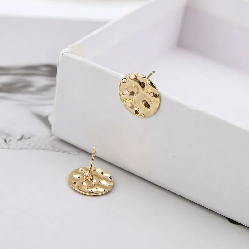 10pcs/set DIY Stainless Steel Earrings Connectors Round Irregular Gold Color Earrings Back Earrings Setting for Jewelry Making