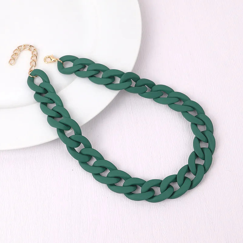 FishSheep Fashion Colorful Acrylic Matte Chain Choker Necklace for Women Statement Resin Wide Chain Collar Neck Jewelry 2024 New