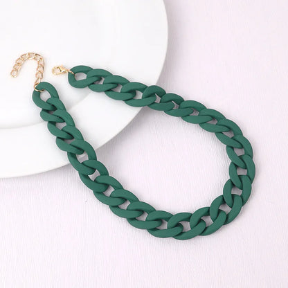 FishSheep Fashion Colorful Acrylic Matte Chain Choker Necklace for Women Statement Resin Wide Chain Collar Neck Jewelry 2024 New