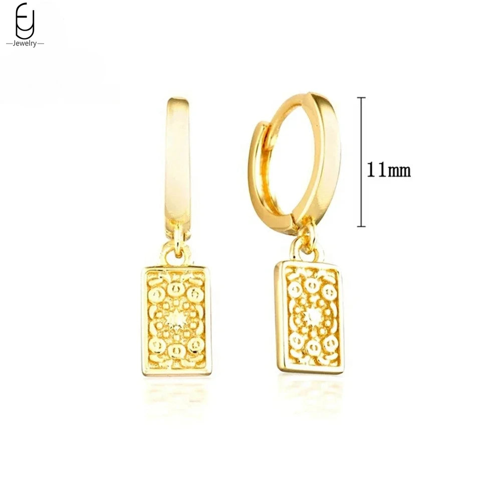 925 Sterling Silver Needle Vintage Gold Earrings Luxury Long Chain Tassel Crystal Hoop Earrings for Women Party Trend Jewelry