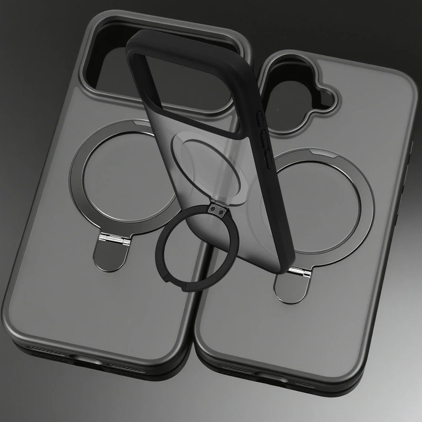 Finger Ring Stand Matte Magnetic Phone Case For iPhone 17 Pro Max 17Pro 17Air Hard PC Bumper Back Cover For Magsafe Charge Case