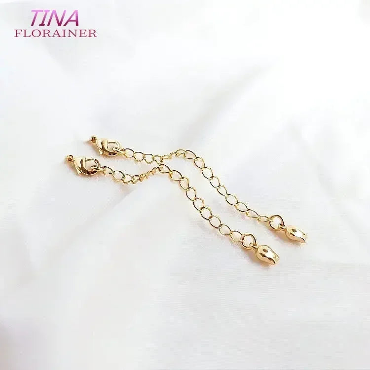 6PCS 14K Gold Color Brass Extender Chain with Lobster Clasps High Quality Jewelry Accessories  For DIY Jewelry Making Findings