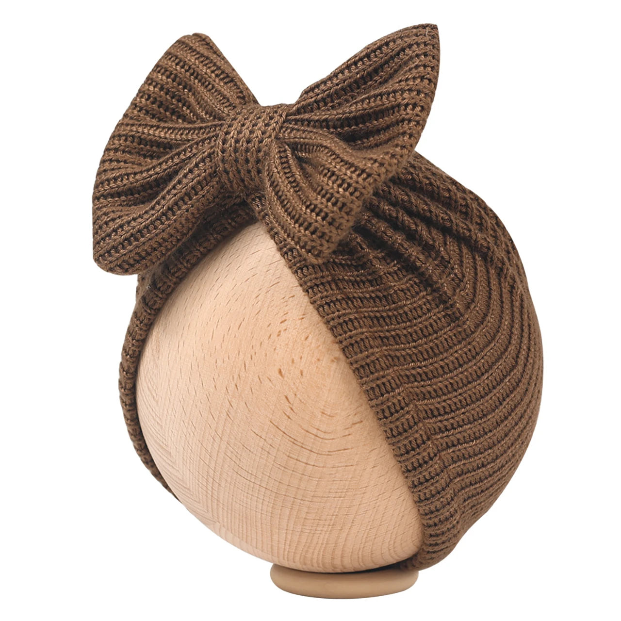 Autumn Winter Knitted Turban Cap For Baby Bow Indian Hat Solid Color Elastic Bandana Headband 0-6Month Newborn Beanie Headscarf