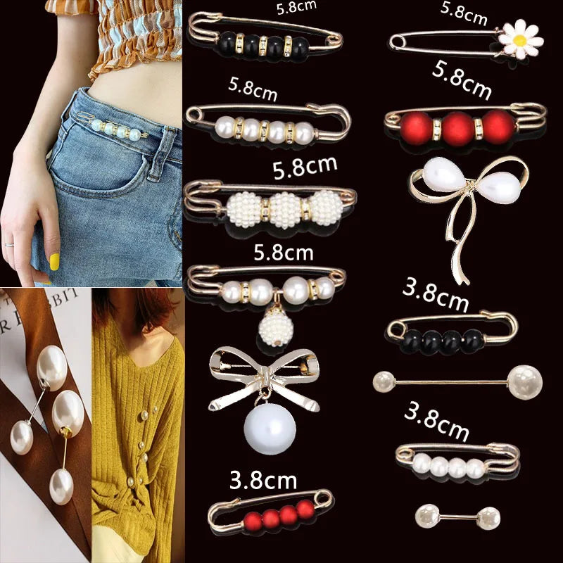 Women New Waist Needle Jeans Skirt Waist Big Change Small Anti-running Pin Fixed Clothes Waist Buckle Clip Brooch H1369