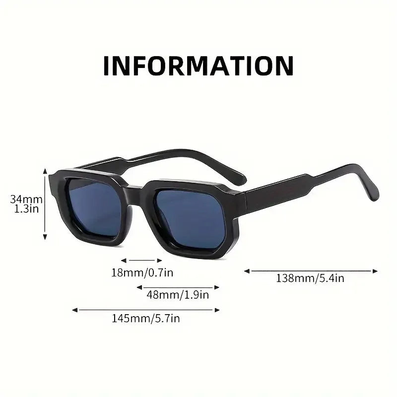New Men Vintage Rectangle Frame Sunglasses Fashion Retro Sun Glasses Luxury Brand Design Glasses UV400 Eyewear Women Goggles