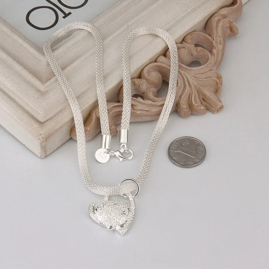 silver Plated gorgeous charm fashion charm heart wedding lady love necklace noble luxury 18 inches Silver jewelry , N270