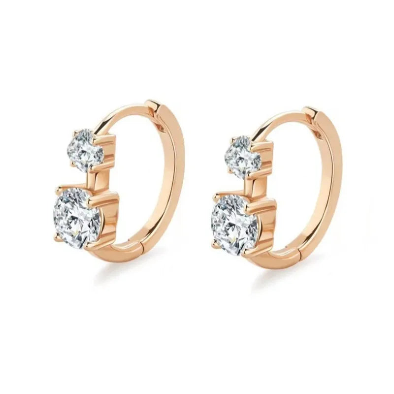 silver 925 simple classic Large and small diamond earrings for women unique design trend style suitable for daily jewelry gifts