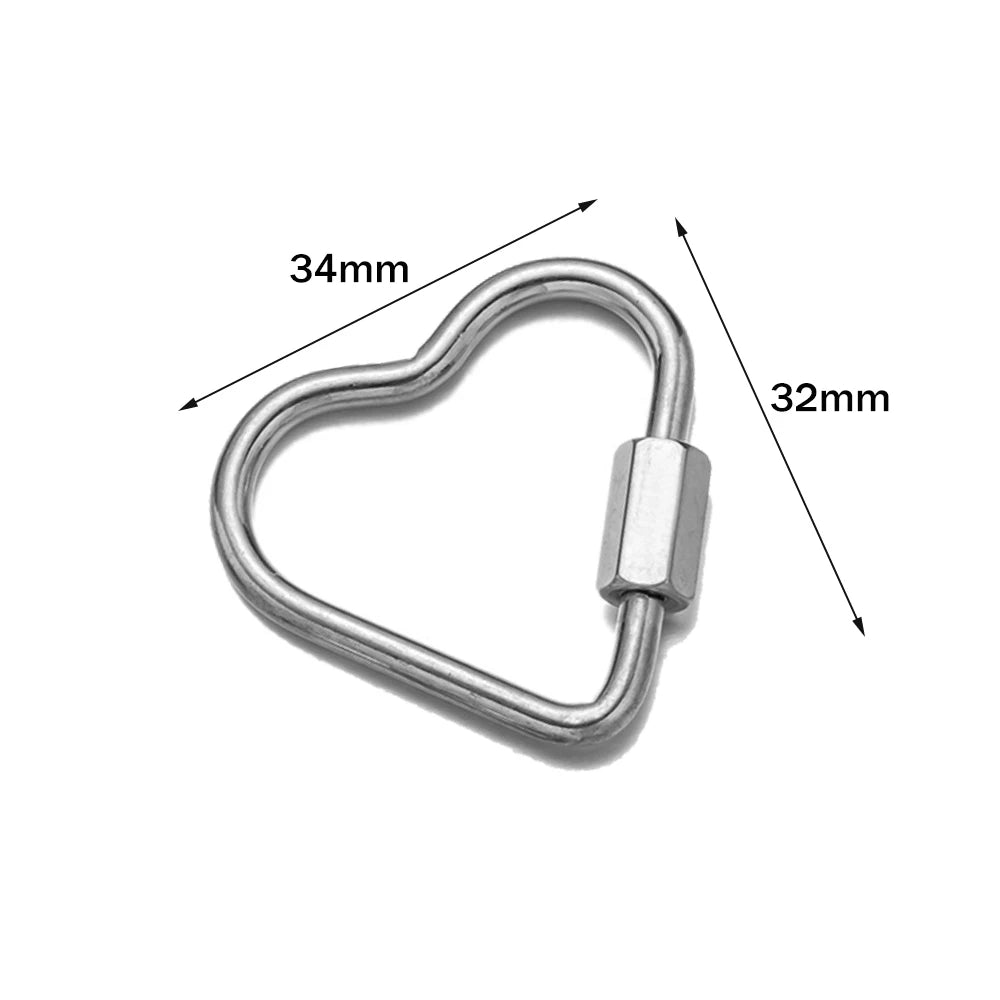 5pcs Gold Stainless Steel Heart Screw Carabiner Lock Connector Fastener Clip For DIY Necklaces Keychain Jewelry Making Supplies