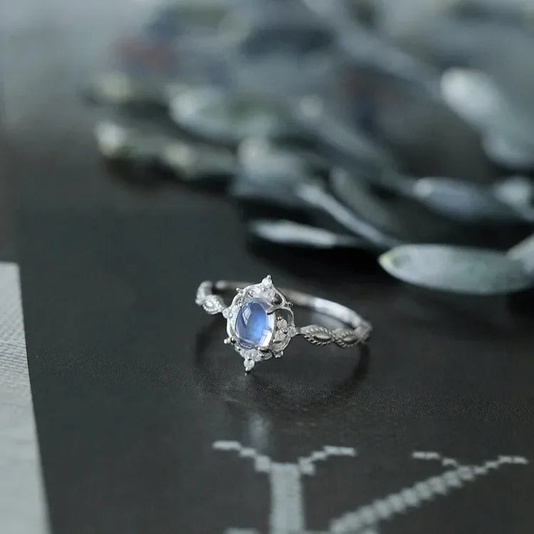 Moonlight Circle Ring for Women Light Luxury Small and High End Adjustable Finger Ring Personalized Retro Style Open Ring