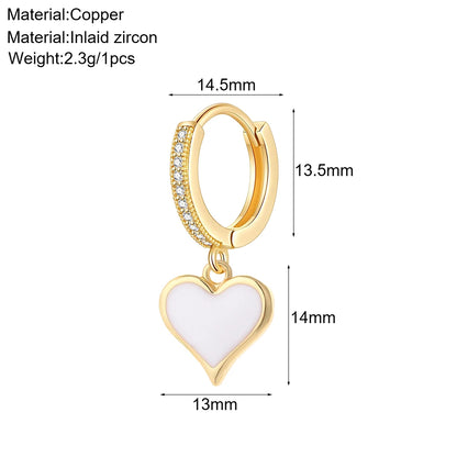 Cute Sun Moon Star Rainbow Red Heart Love Rose Flower Korean Hoop Earrings for Women Gold Color New In Earring High Quality