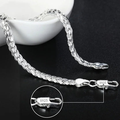 925 Sterling Silver Square Buckle 10MM Side Chain Solid Bracelet for Women Men Charm Party Gift Wedding Fashion Jewelry