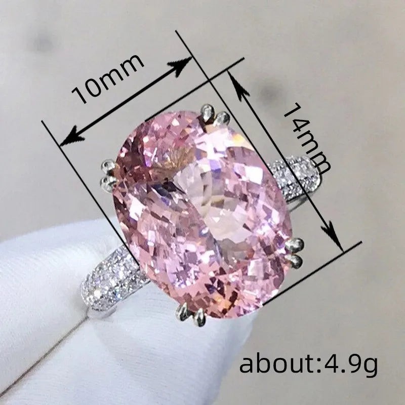 925 Sterling Silver Rings for Women Pink Cubic Zirconia New Wedding Engagement Band Accessories Luxury Trendy Lady Jewelry Gift