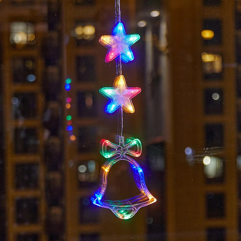 Christmas LED Suction Cup Lights Santa Claus Snowflake Elk Window Decoration Christmas Home Decoration New Year Lights Navidad