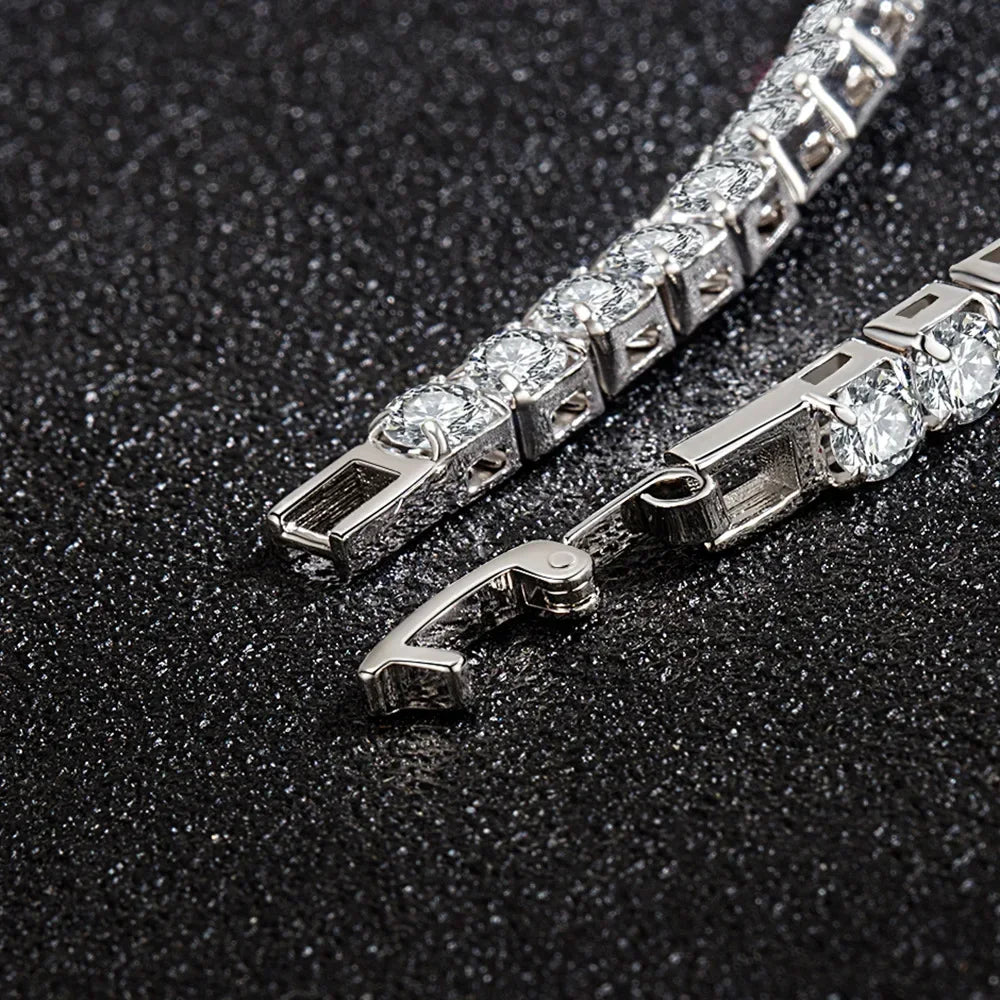 Hot sales colors S925 Sterling Silver Bracelets Zirconia Women Fashion Simple Engagement Wedding Jewelry 4mm width Couple Gifts