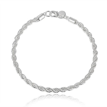 Creative Twist Circle Chain Women Men Silver Plated Bracelets New High 925quality Fashion Jewelry Christmas Gifts H070