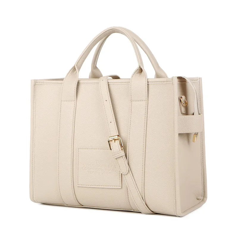 Simplified Casual Large Capacity Women's Tote Bag PU Letter Handbag Crossbody Bag Simple Style over Shoulder Bag for Ladies