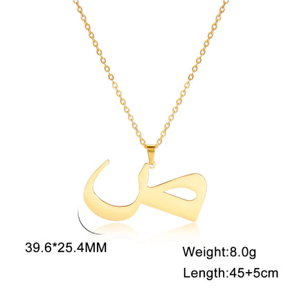 Cazador Gold Color 28 Arabic Letter Necklace for Women Stainless Steel Arab Alphabet Pendant Choker Necklaces Jewelry 2024 Trend