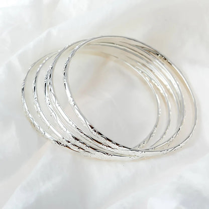 5Pcs/Set Simple Carving Flower Pattern Cuff Bracelet Bangle Sets For Women Accessories Pulsera Amuleto Trendy Fashion Jewel