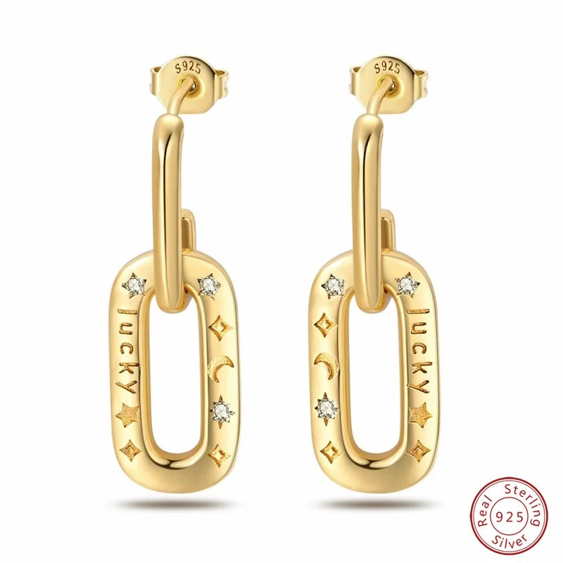 New in 925 Silver Color Gold Pearl Bee Irregularity Star Moon Earrings For Women 2025 Trending Fashion Jewelry Birthday Gifts