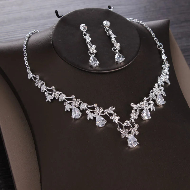 Itacazzo Bridal Headwear Hand Wrapped Crown Necklace Earring Set of Four Pieces&Suitable for Women's Wedding and Birthday Party