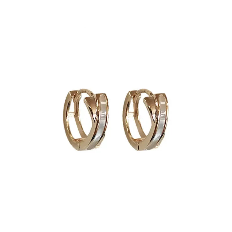 Trendy 14K Real Gold Fritillaria Shell Hoop Earrings for Women High Quality Korean Fine Jewelry S925 Silver Needle Gift
