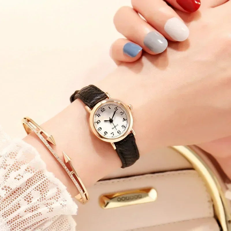 Simple Women Watches Small Round Girl's Belt Watches Quartz Wristwatches Dress Women's Watch Gift Women Watches Reloj Para Mujer