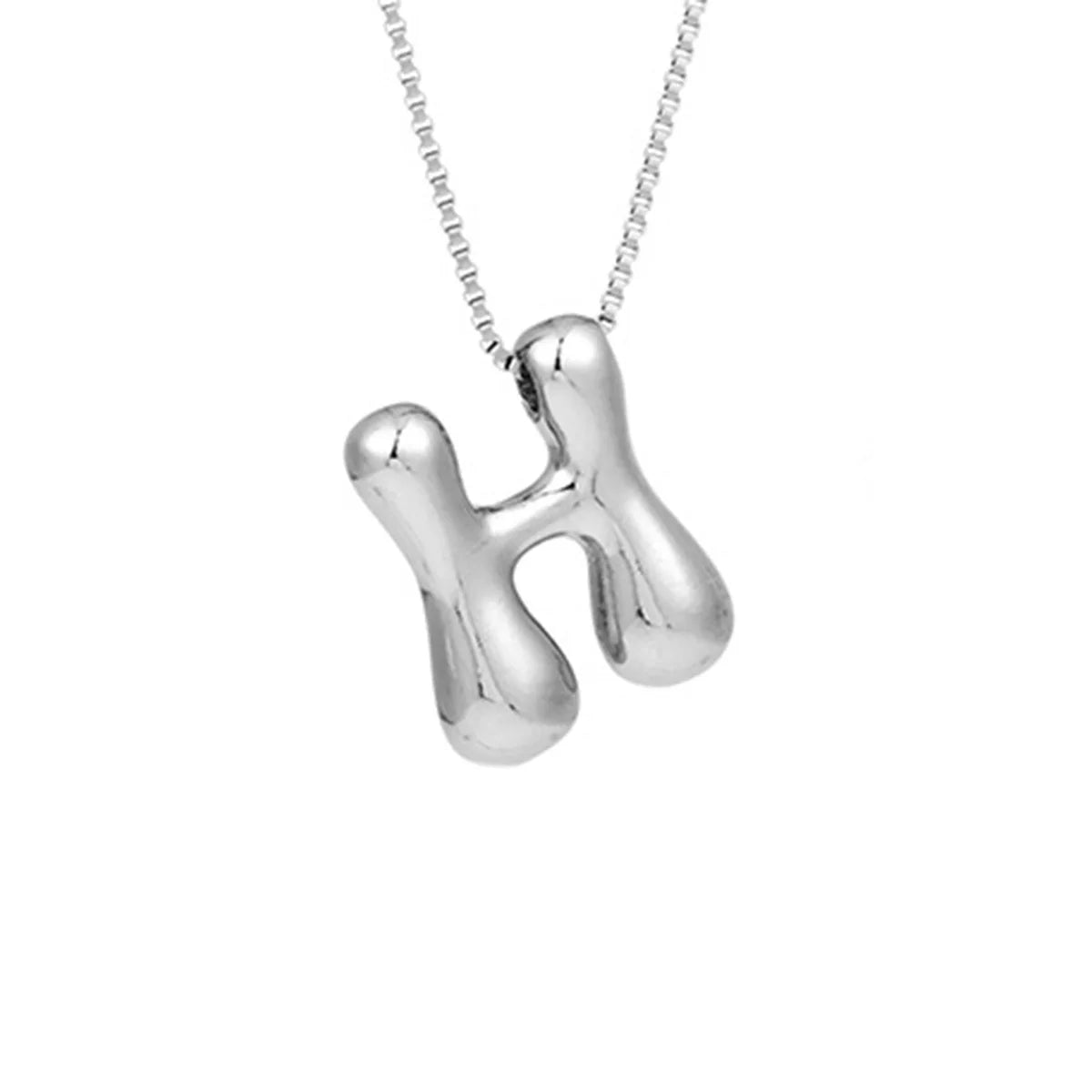 Delicate Chunky Balloon 26 Letter Necklace Bubble Initial Alphabet Pendant Box Chain Choker Stainless Steel Gold Plated Jewelry
