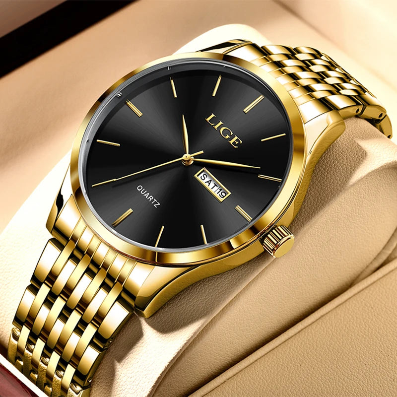 LIGE 2023 New Gold Watch Women Watches Ladies Creative Steel Women's Bracelet Watches Female Waterproof Clock Relogio Feminino