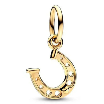 Original 925 Sterling Silver Gold Heart Charms Beads Sparkling MapleLeaf Safety Pendant For Women Bracelet DIY Fine Jewelry Gift